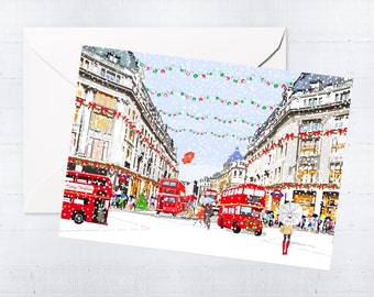 Christmas at Oxford Circus | Christmas Card Box Set | Blank Greeting Card | Box Set | Holiday Card | London Art | Unique | Letterbox Gift