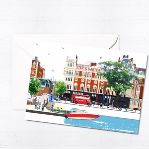 Coffret de cartes de voeux L'étoile et la jarretière | Cartes vierges faites main | Scène de ville | Royaume-Uni | Uniques | Illustration | Londres | uvres d'art | Cadeau boîte aux lettres