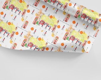 Christmas in London Holiday Wrapping Paper | Christmas Wrapping Paper | Holiday Gift Wrap | Birthday Gift | London Art | Letterbox Gift