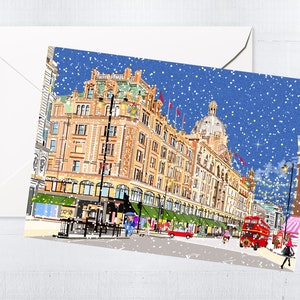 Natale ad Harrods Biglietti d'auguri e cofanetti / Biglietti d'auguri vuoti / Biglietti di auguri / Unico / Arte londinese / Regalo cassetta delle lettere