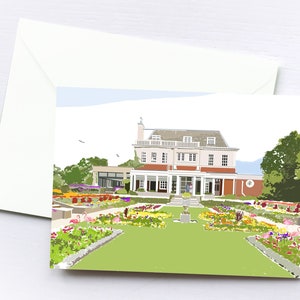 Boîte pour cartes de voeux Cannizaro House | Cartes faites main | Vierge | Scène de ville | Art londonien | Wimbledon | Uniques | Illustration | Boîte aux lettres