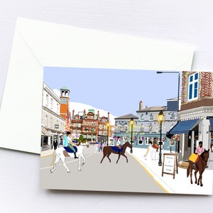 Boîte pour cartes de voeux Village de Wimbledon | Cartes faites main | Vierge | Scène de ville | Art londonien | Wimbledon | Uniques | Illustration | Cadeau boîte aux lettres