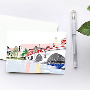 de Noël de Putney Bridge | de voeux de Noël | Coffret de cartes de Noël | Carte unique | Art londonien | Putney Art | Art urbain