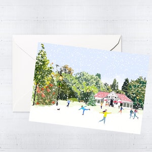 Biglietto di auguri natalizi e cofanetto Dulwich Park / Biglietti di auguri / Vuoti / Pensando a te / Unico / Arte della città di Londra / Regalo per cassetta delle lettere