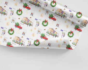 Northcote Road Holiday Wrapping Paper | Christmas Wrapping Paper | Gift Wrapping Paper | Christmas | Holidays | Gift Wrap | Gift | City Art