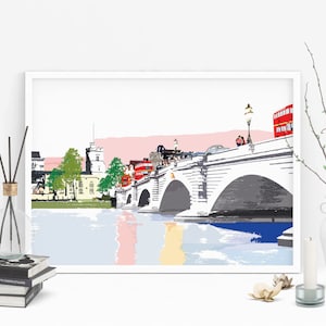 Putney Bridge Art Print | Personalized Gift | Christmas Gift | Handmade Wall Art | Home Decor | London Art | Birthday Gift | Letterbox Gift