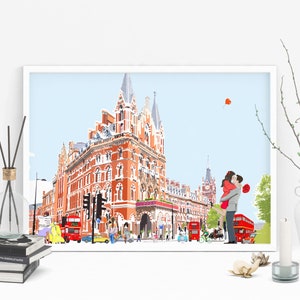 Love at St Pancras Valentine&#39;s Day Art Print | Personalized Valentine&#39;s Gift | Multiple Skin Color Options | For Him | For Her | Letterbox