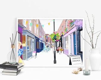 Camden Passage Kunstdruck | Personalisiert | Wandkunst | Geschenk für Sie und Ihn | Modern | Wohnkultur | London Kunst | Stadtansicht | Letterbox Geschenk