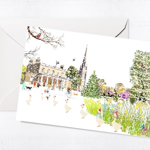 Carte de Noël du parc Clissold | Carte de vœux des Fêtes | Coffret de cartes de Noël | Carte unique | Art de Londres | Stoke Newington | Cadeau boîte aux lettres