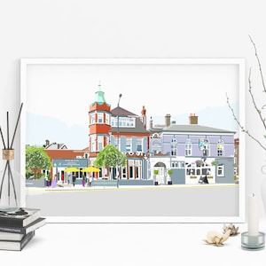 Dog & Fox Pub Art Print | Personalized Gift | Christmas Gift | Birthday  Unique | Gift for Him | Gift for Her | Wimbledon | Letterbox Gift