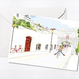 Carte de Noël de Holland Park Mews | de voeux de Noël | Coffret de cartes de Noël | Carte unique | Art londonien | Holland Park | Cadeau boîte aux lettres