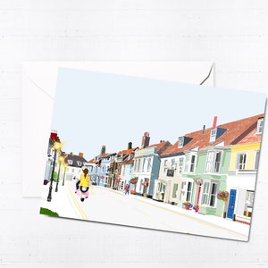 Scatola per biglietti d'auguri Alresford East Street / Biglietti fatti a mano / Vuoti / Scena di città / Arte del Regno Unito / Alresford / Unici / Illustrazione / Regalo per cassetta delle lettere