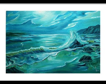 Waves of Blue-Limited Edition signed Artprint 16"×24"by artist TK (Frame not included)
