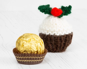Hand Knitted Christmas Pudding Chocolate Cover, Festive Party Favor