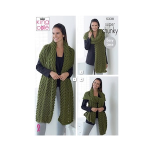 Lace Scarf Knitting Pattern: Super Chunky Yarn (Printed)
