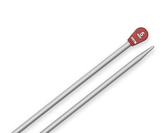 5mm Aluminium Knitting Needles: 35cm Single Pointed Metal Pins