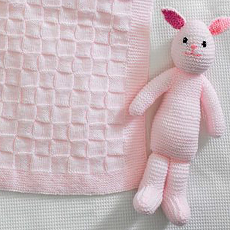 Knitting Pattern Baby Blanket and Bunny Rabbit Toy Knitted in Etsy