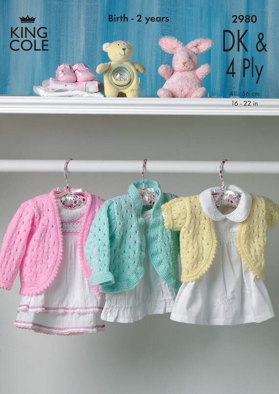 King Cole Babies Cardigans Knitting Pattern 2980 - 4 Ply & DK King Cole Babies Cardigans Knitting Pattern 2980 - 4 Ply & DK