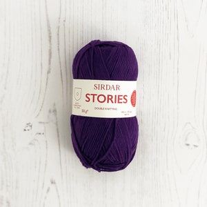 DK Yarn: Sirdar Stories in Queen, Purple, 50g. Cotton Rich Blend, Light Worsted Yarn