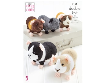 Knitting Pattern: Guinea Pigs to Knit in DK Yarn. Knit Guinea Pig Toys. Adult and Baby Guinea Pig Plush Toy Knitting Pattern