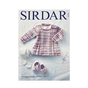 Knitting Pattern: Baby Tunic in Sirdar Snuggly Baby Crofter DK Yarn. Baby Girl Tunic in Sizes 0-2 Years