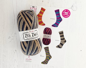 Self Striping Sock Knitting Kit: Mayfly 4 Ply Yarn with Pattern