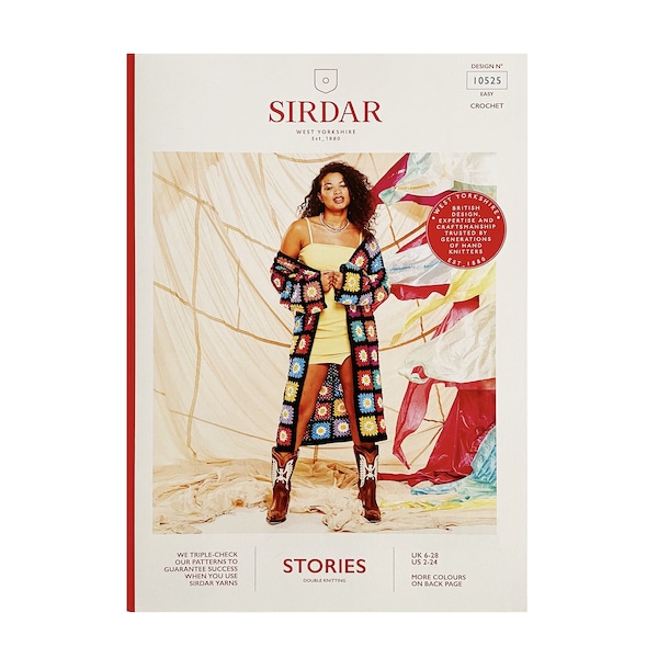 Crochet Pattern: Easy Long Summer Jacket in Granny Squares. Coat'chella Jacket, Sirdar Festival Collection. Sizes 6-28 (US 2-24)