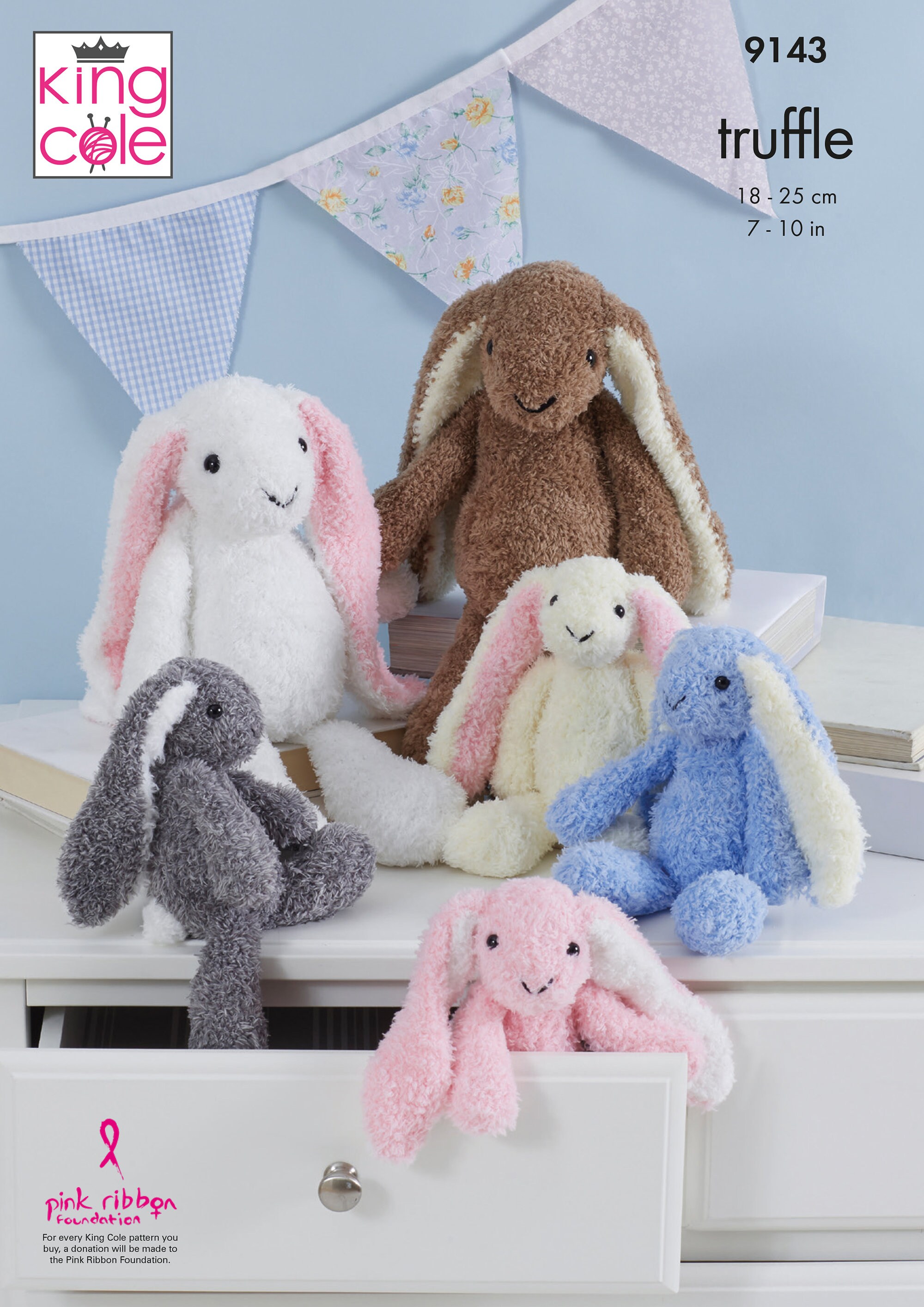 King Cole Novelty Toy Rabbits Knitting Pattern 9143 - Truffle King Cole Novelty Toy Rabbits Knitting Pattern 9143 - Truffle