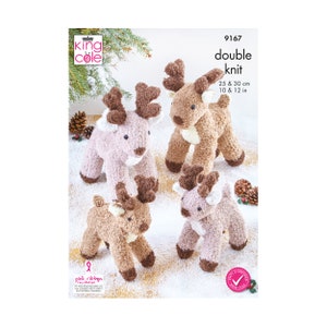 King Cole Novelty Toy Reindeer Knitting Pattern 9167 - Truffle King Cole Novelty Toy Reindeer Knitting Pattern 9167 - Truffle
