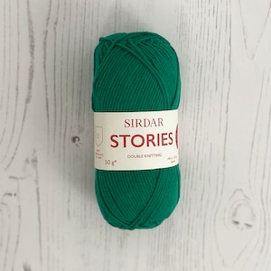 DK Yarn: Sirdar Stories in Carnival, Green, 50g. Cotton Rich Blend, Light Worsted Yarn