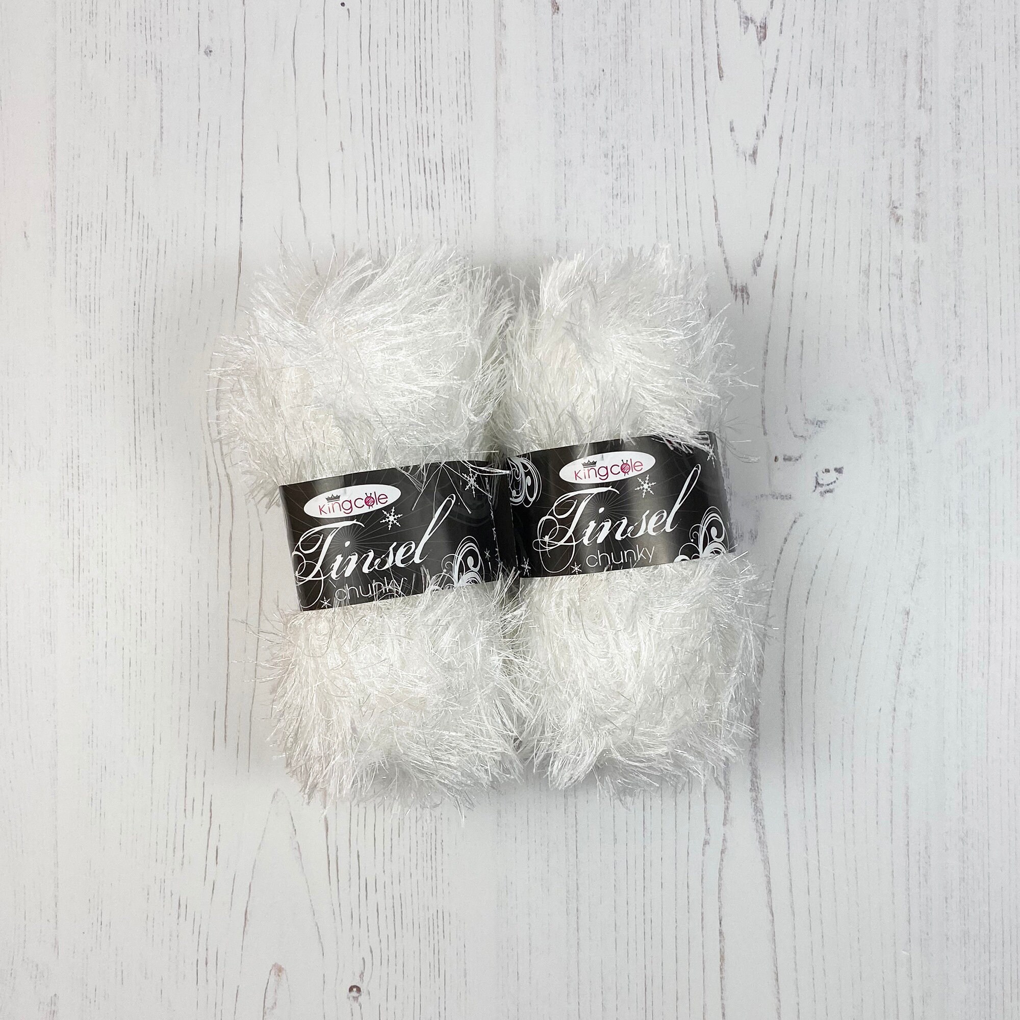 Tinsel Yarn White. 50g Balls of White Tinsel Chunky Yarn. Etsy