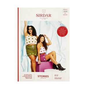 Crochet Pattern: Skirt and Crop Top. Easy Crochet in DK Yarn. Flower Power Two Piece, Sirdar Festival Collection. Sizes 6-28 (US 2-24)