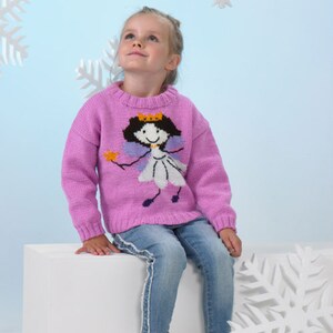 Knitting Pattern: Fairy Jumper For Kids in Sizes 20-30in. Knit a Girl's Jumper with a Fairy in DK Yarn. Child Fairy Sweater Knitting Pattern image 4