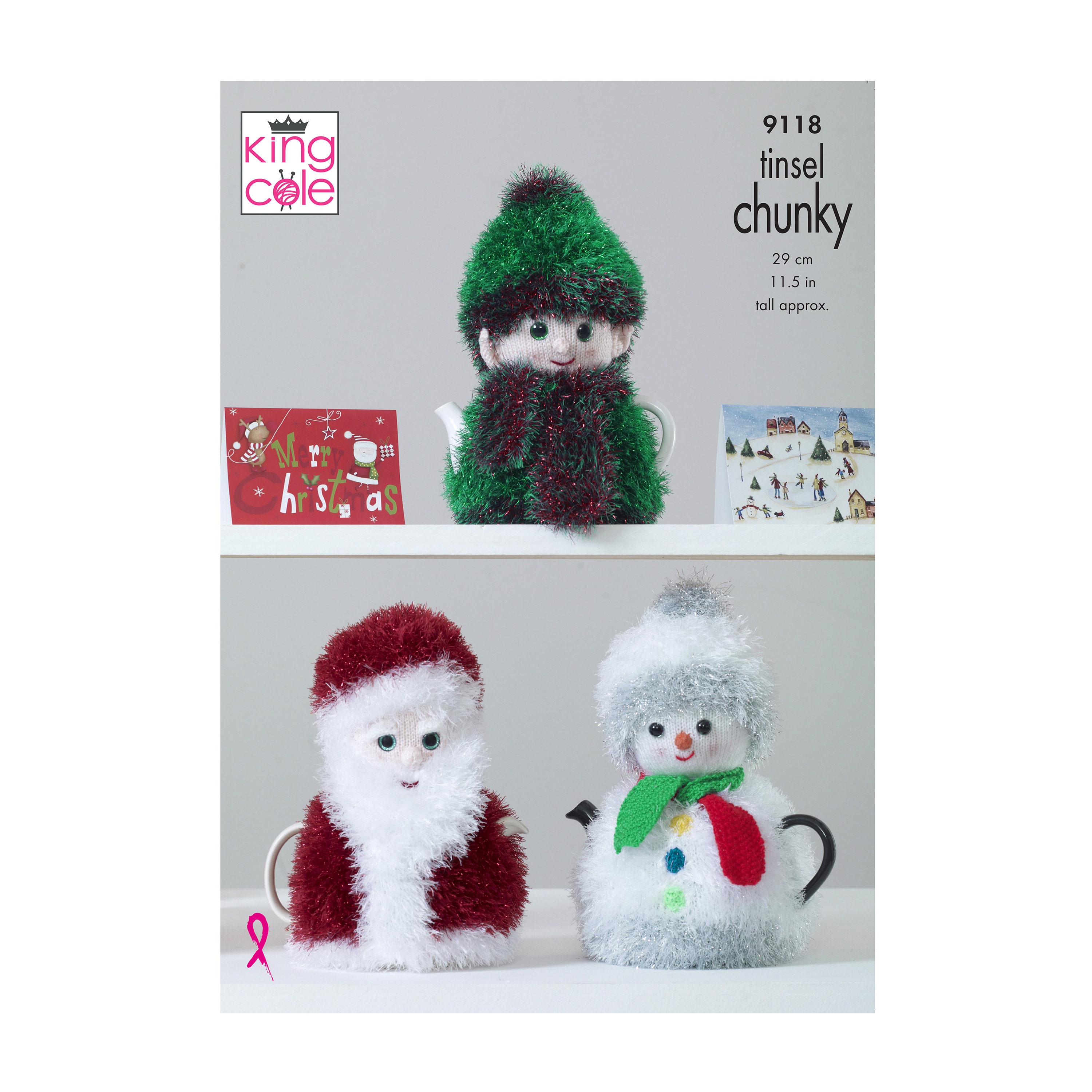 King Cole Novelty Christmas Tea Cosy Knitting Pattern 9118 - Tinsel Chunky King Cole Novelty Christmas Tea Cosy Knitting Pattern 9118 - Tinsel Chunky