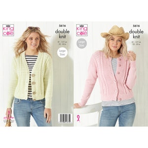 Knitting Pattern: Summer Cardigans for Ladies in DK Yarn, 32-50in. Two Designs of Ladies Cardigans with Cable Detail