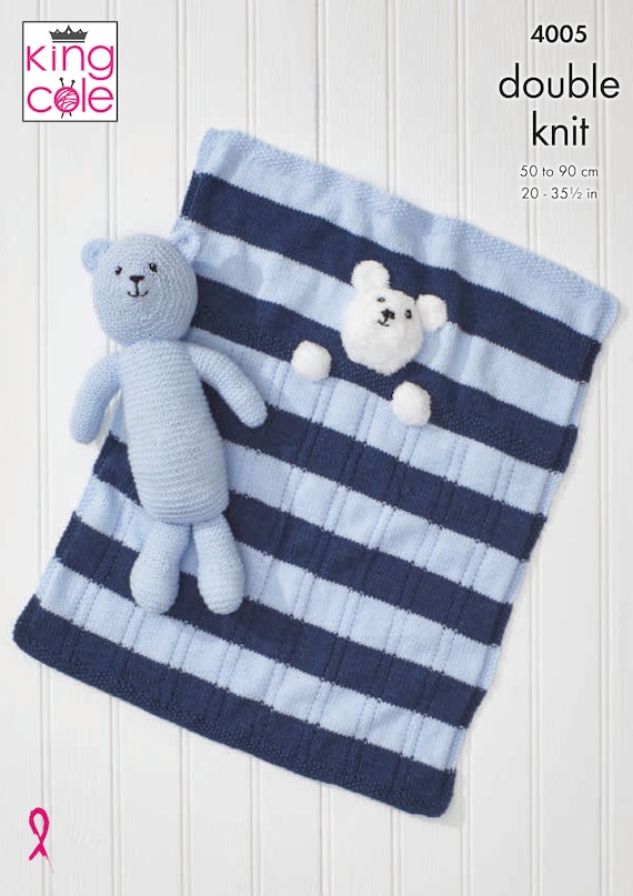 Knitting Pattern Baby Blanket With Teddy Bear Toy. Easy Knit Pram and Cot Blankets in DK Yarn. New Baby or Baby Shower Gift Etsy Canada