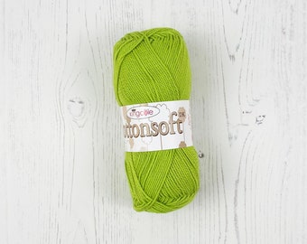 King Cole Cottonsoft DK Yarn: 100% Cotton, Lime Green, 100g Ball
