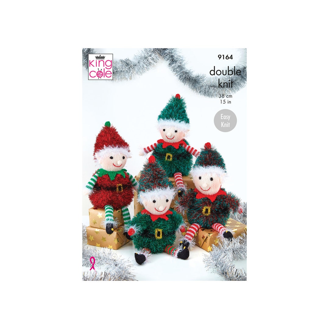 Knitting Pattern Elves in Tinsel Chunky and DK Yarn. Easy Knit