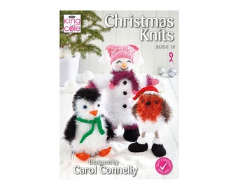 Weihnachtsstrickmuster: Weihnachten strickt Buch 10. Stricken Sie Weihnachtsschneemänner, Rotkehlchen und Pinguine