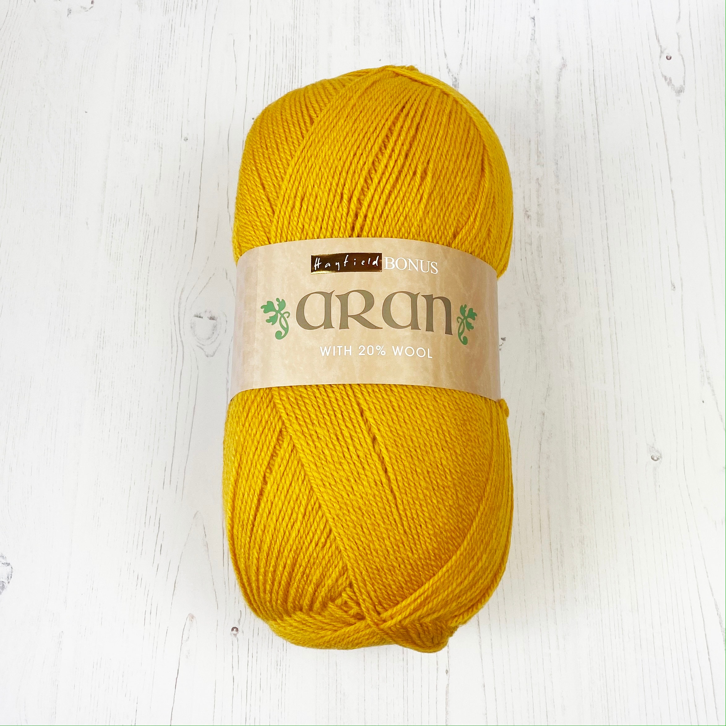 Aran Yarn: Mustard Hayfield Bonus Aran With Wool. 400g Ball of