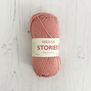 DK Yarn: Sirdar Stories in Beach Club, Dusky Pink, 50g. Cotton Rich Blend, Light Worsted Yarn