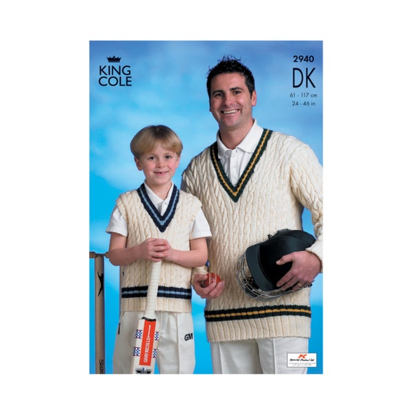 Knitting Pattern: Cricket Sweaters. Adults and Kids in DK Yarn. Adult Cricket Sweater. Child Cricket Sweater