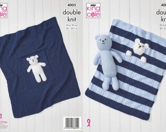 Baby Blanket Knitting Pattern: DK Yarn Teddy Bear Toy (Printed)