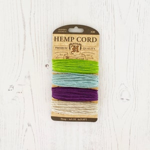 Cordón de cáñamo: 4 x 9,1 m, 1 mm de ancho. Cordón 100 % cáñamo Hemptique. Primavera - Tonos brillantes y claros. Ecológico, sostenible y biodegradable.