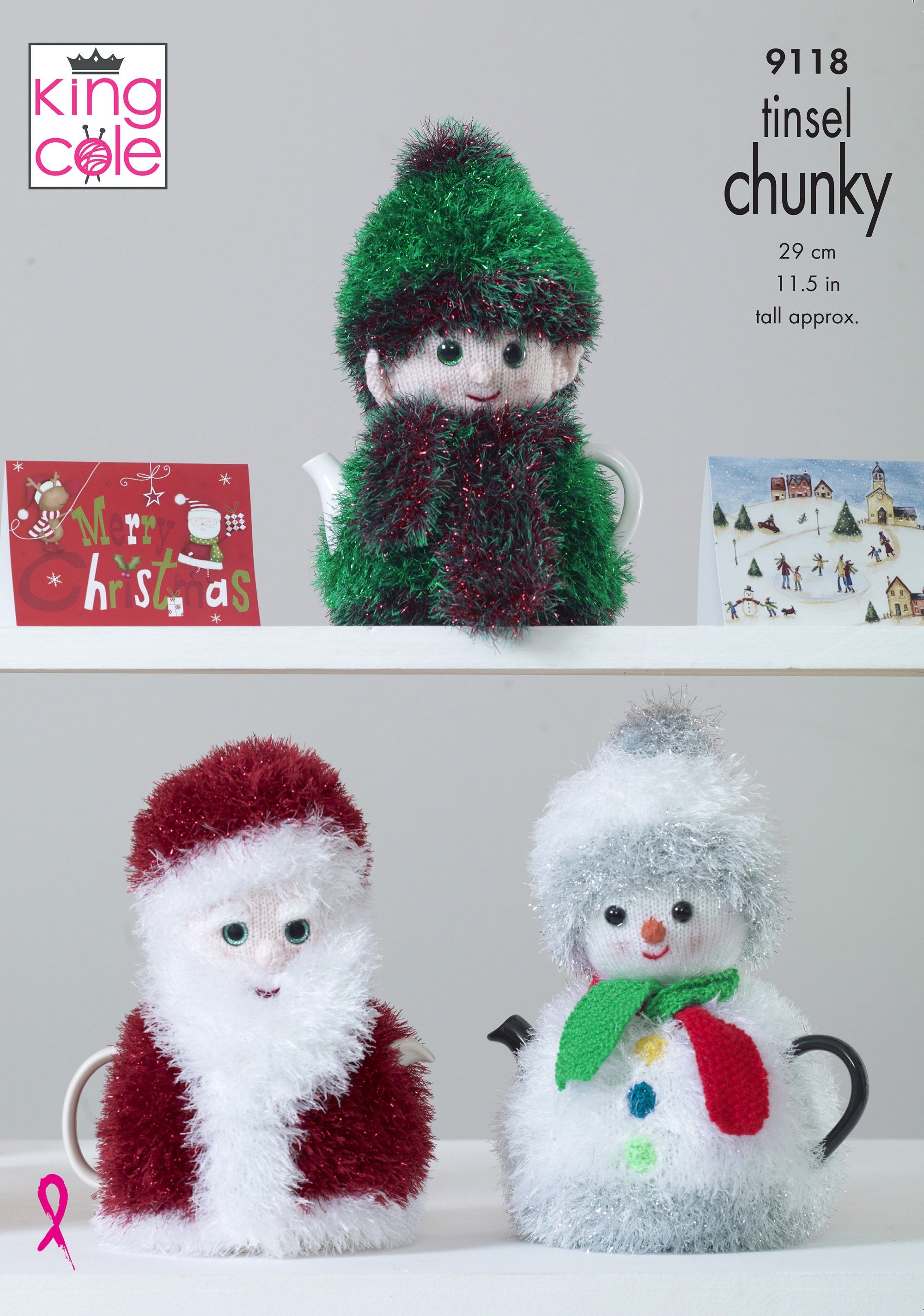 King Cole Novelty Christmas Tea Cosy Knitting Pattern 9118 - Tinsel Chunky King Cole Novelty Christmas Tea Cosy Knitting Pattern 9118 - Tinsel Chunky