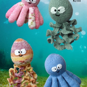 Patron de tricot : Octopus et Squid Toys en DK Yarn. Créatures marines amusantes à tricoter en fil DK. Modèle de tricot de jouet inhabituel image 7