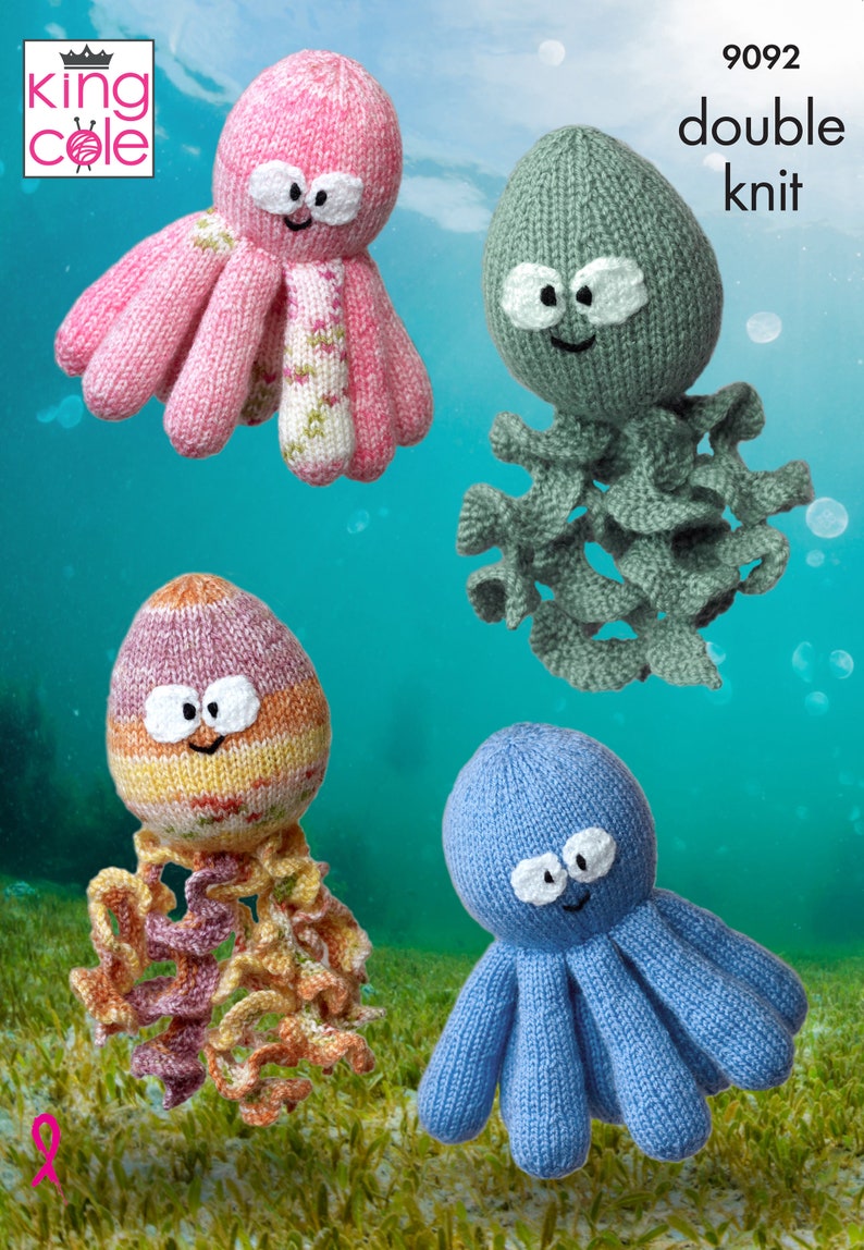 Patron de tricot : Octopus et Squid Toys en DK Yarn. Créatures marines amusantes à tricoter en fil DK. Modèle de tricot de jouet inhabituel image 7