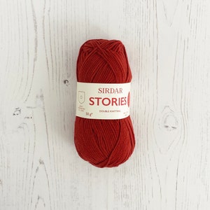DK Yarn: Sirdar Stories in Embers, Red Brown, 50g. Cotton Rich Blend, Light Worsted Yarn
