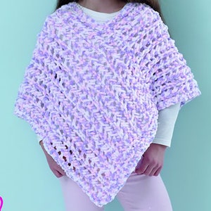 Knitting Pattern: Ponchos in Yummy Yarn for Girls 2-12 Years. King Cole ...
