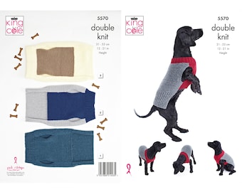 Buy Knitting Pattern: Dog Coats in DK Three Dog Coats for